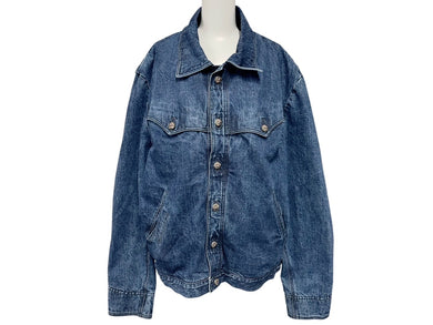 極美品 CHROME HEARTS クロムハーツ クラシックジーン 袖フローラルクロスパッチ デニムジャケット ブルー レッド サイズXXL 中古 4b006175