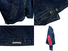 画像をギャラリービューアに読み込む, 極美品 CHROME HEARTS クロムハーツ クラシックジーン 袖フローラルクロスパッチ デニムジャケット ブルー レッド サイズXXL 中古 4b006175