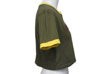 画像をギャラリービューアに読み込む, MIUMIU ミュウミュウ クロップドＴシャツ ロゴ刺繍 MJN519 コットン カーキ サイズXS 美品 中古 4c000250