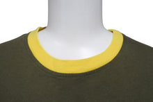 画像をギャラリービューアに読み込む, MIUMIU ミュウミュウ クロップドＴシャツ ロゴ刺繍 MJN519 コットン カーキ サイズXS 美品 中古 4c000250