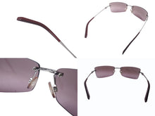 画像をギャラリービューアに読み込む, DOLCE&amp;GABBANA ドルチェ&amp;ガッバーナ リムレス サングラス メガネ ロゴ ラインストーン メタル パープル シルバー金具 美品 中古 4b001657