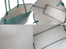 画像をギャラリービューアに読み込む, 新品同様 GOYARD ゴヤール シアン グリ ペット用バッグ CHIENGPMLTY09CL09P グリーン PVC レザー シルバー金具 中古 4c050625