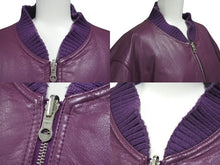 画像をギャラリービューアに読み込む, A BATHING APE アベイシングエイプ リバーシブル レザー ダウン ボンバー ジャケット パープル シルバー金具 美品 中古 4c058953