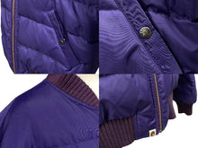 画像をギャラリービューアに読み込む, A BATHING APE アベイシングエイプ リバーシブル レザー ダウン ボンバー ジャケット パープル シルバー金具 美品 中古 4c058953