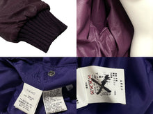 画像をギャラリービューアに読み込む, A BATHING APE アベイシングエイプ リバーシブル レザー ダウン ボンバー ジャケット パープル シルバー金具 美品 中古 4c058953