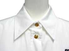 画像をギャラリービューアに読み込む, 極美品 MIUMIU ミュウミュウ ポプリンシャツ 半袖シャツ MK 1829 10RG コットン ホワイト ゴールド金具 サイズ36 中古 4c066321 正規品