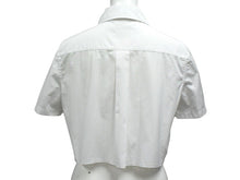 画像をギャラリービューアに読み込む, 極美品 MIUMIU ミュウミュウ ポプリンシャツ 半袖シャツ MK 1829 10RG コットン ホワイト ゴールド金具 サイズ36 中古 4c066321 正規品