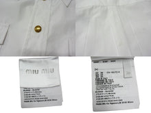 画像をギャラリービューアに読み込む, 極美品 MIUMIU ミュウミュウ ポプリンシャツ 半袖シャツ MK 1829 10RG コットン ホワイト ゴールド金具 サイズ36 中古 4c066321 正規品