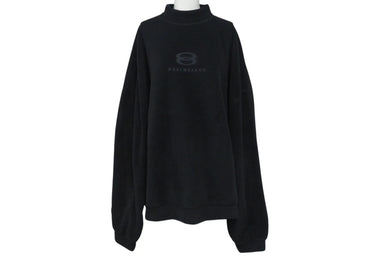 極美品 BALENCIAGA バレンシアガ 23AW エンブロイダリー モックネック フリース ブラック ポリエステル オーバーサイズ 697975 サイズXS 中古 4c066828