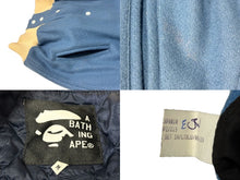 画像をギャラリービューアに読み込む, 極美品 A BATHING APE × FUTURA アベイシングエイプ フューチュラ スタジアム ジャケット ホワイト ブルー ウール ナイロン ポリエステル M 中古 4c067072