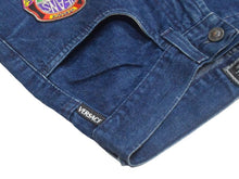 画像をギャラリービューアに読み込む, VERSACE JEANS COUTURE ヴェルサーチ ジーンズクチュール デニムパンツ ロゴ ワッペン メデューサ ブルー 美品 中古 4c067465
