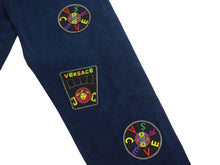 画像をギャラリービューアに読み込む, VERSACE JEANS COUTURE ヴェルサーチ ジーンズクチュール デニムパンツ ロゴ ワッペン メデューサ ブルー 美品 中古 4c067465