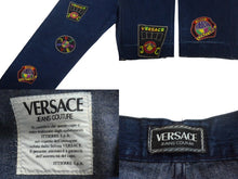画像をギャラリービューアに読み込む, VERSACE JEANS COUTURE ヴェルサーチ ジーンズクチュール デニムパンツ ロゴ ワッペン メデューサ ブルー 美品 中古 4c067465