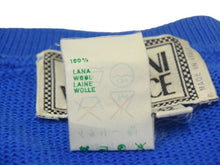 画像をギャラリービューアに読み込む, GIANNI VERSACE ジャンニ ヴェルサーチ オーバーサイズニット 1990s ウール ブルー マルチカラー サイズ42 美品 中古 4c067467