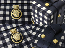 画像をギャラリービューアに読み込む, VERSACE ヴェルサーチ バニティトランク メデューサ ギンガムチェック ヴィンテージ ブラック ホワイト 美品 中古 4c067469