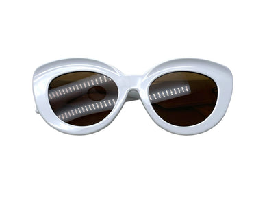 新品同様 LOEWE ロエベ サングラス LW40051F サイズ53□21 145 ホワイト ブラウン プラスチック アナグラムロゴ 中古 4c067609