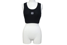 画像をギャラリービューアに読み込む, LOEWE ロエベ クロップド アナグラム タンクトップ S540Y07XAG サイズXS ブラック ホワイト コットン ポリウレタン 美品 中古 4c067613