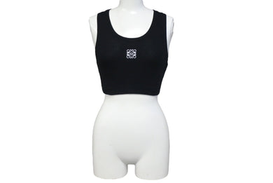 LOEWE ロエベ クロップド アナグラム タンクトップ S540Y07XAG サイズXS ブラック ホワイト コットン ポリウレタン 美品 中古 4c067613