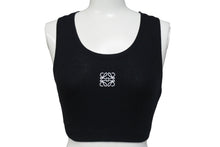 画像をギャラリービューアに読み込む, LOEWE ロエベ クロップド アナグラム タンクトップ S540Y07XAG サイズXS ブラック ホワイト コットン ポリウレタン 美品 中古 4c067613