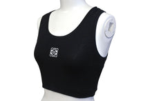 画像をギャラリービューアに読み込む, LOEWE ロエベ クロップド アナグラム タンクトップ S540Y07XAG サイズXS ブラック ホワイト コットン ポリウレタン 美品 中古 4c067613