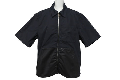 新品同様 CHROME HEARTS クロムハーツ CHクロスパッチ ダガージップアップシャツ サイズM ナイロン カーフスキン シルバ−925 中古 4c067999