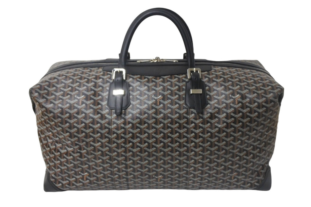 GOYARD ゴヤール ボーイング 55 ヘリンボーン PVC レザー ボストンバッグ ブラック 黒 美品 中古 4c068414