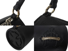 画像をギャラリービューアに読み込む, 未使用 CHROME HEARTS クロムハーツ 筒型バッグ GRINDS ミニセメタリークロスパッチ スクロールラベルリング ブラック 中古 4c068449