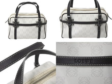 画像をギャラリービューアに読み込む, LOEWE ロエベ ハンドバッグ リピート アナグラム 290510 ホワイト ブラウン PVC レザー シルバー金具 美品 中古 4c068487