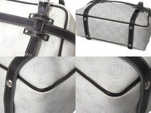 画像をギャラリービューアに読み込む, LOEWE ロエベ ハンドバッグ リピート アナグラム 290510 ホワイト ブラウン PVC レザー シルバー金具 美品 中古 4c068487