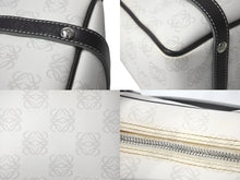 画像をギャラリービューアに読み込む, LOEWE ロエベ ハンドバッグ リピート アナグラム 290510 ホワイト ブラウン PVC レザー シルバー金具 美品 中古 4c068487