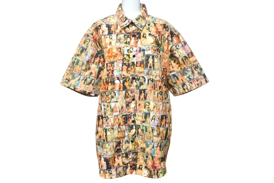 PELLE PELLE ペレペレ 半袖シャツ ガール ヌード セクシー 総柄 ポリエステル マルチカラー サイズL 美品 中古 4c068928