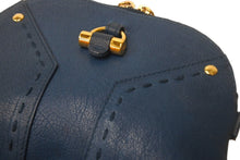 画像をギャラリービューアに読み込む, Yves Saint Laurent イブサンローラン ミニミューズ 2WAYチェーンショルダーバッグ レザー ブルー ゴールド金具 美品 中古 4c069008