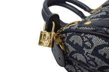 画像をギャラリービューアに読み込む, 極美品 Christian Dior クリスチャンディオール ハンドバッグ 25cm トロッター ガリアーノ期 02年 キャンバス ネイビー ゴールド 中古 4c069375