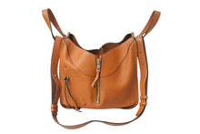 画像をギャラリービューアに読み込む, LOEWE ロエベ ハンモックバッグ スモール ハンドバッグ 10894442 ブラウン ソフトグレインカーフ シルバー金具 美品 中古 4c069388