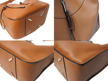 画像をギャラリービューアに読み込む, LOEWE ロエベ ハンモックバッグ スモール ハンドバッグ 10894442 ブラウン ソフトグレインカーフ シルバー金具 美品 中古 4c069388