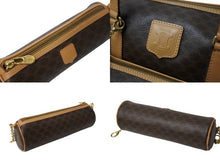 画像をギャラリービューアに読み込む, CELINE セリーヌ マカダム ハンドバッグ パピヨン型 ヴィンテージ PVC レザー ブラウン ゴールド金具 美品 M14 中古 ４c069396