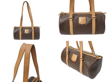 画像をギャラリービューアに読み込む, CELINE セリーヌ マカダム ハンドバッグ パピヨン型 ヴィンテージ PVC レザー ブラウン ゴールド金具 美品 M14 中古 ４c069396