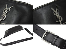 画像をギャラリービューアに読み込む, SAINT LAURENT PARIS サンローラン ウエストバッグ ボディバッグ 590076 ラムスキン ブラック シルバー金具 美品 中古 4c069631