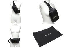 画像をギャラリービューアに読み込む, SAINT LAURENT PARIS サンローラン ウエストバッグ ボディバッグ 590076 ラムスキン ブラック シルバー金具 美品 中古 4c069631
