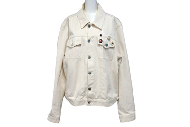 RAFSIMONS ラフシモンズ SS20 デニム スリム フィット ジャケット イタリア製 コットン アイボリー シルバー サイズL 美品 中古 4c069648