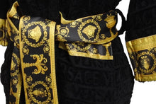画像をギャラリービューアに読み込む, 新品未使用 VERSACE ヴェルサーチ バロック キッズ バスローブ ZACJYNG01 イタリア製 テスート ブラック イエロー サイズM 4c069723