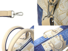 画像をギャラリービューアに読み込む, 新品未使用 CASANOVA カサノバ FUKUZAWA50 福沢50 キーポル ボストンバッグ オリジナル ブルー レザー シルバー金具 中古 4c070030