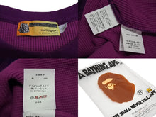 画像をギャラリービューアに読み込む, 極美品 BAPE エイプ ロンT サーマル 長袖トレーナー プリント パープル コットン 迷彩 サイズL 中古 4c070108