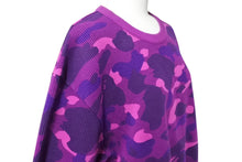 画像をギャラリービューアに読み込む, 極美品 BAPE エイプ ロンT サーマル 長袖トレーナー プリント パープル コットン 迷彩 サイズL 中古 4c070108