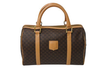 画像をギャラリービューアに読み込む, CELINE セリーヌ ハンドバッグ ボストンバッグ マカダム柄 ベージュ ブラウン PVC レザー ゴールド金具 美品 中古 4c070214