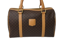 画像をギャラリービューアに読み込む, CELINE セリーヌ ハンドバッグ ボストンバッグ マカダム柄 ベージュ ブラウン PVC レザー ゴールド金具 美品 中古 4c070214