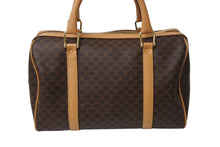 画像をギャラリービューアに読み込む, CELINE セリーヌ ハンドバッグ ボストンバッグ マカダム柄 ベージュ ブラウン PVC レザー ゴールド金具 美品 中古 4c070214