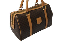 画像をギャラリービューアに読み込む, CELINE セリーヌ ハンドバッグ ボストンバッグ マカダム柄 ベージュ ブラウン PVC レザー ゴールド金具 美品 中古 4c070214