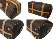 画像をギャラリービューアに読み込む, CELINE セリーヌ ハンドバッグ ボストンバッグ マカダム柄 ベージュ ブラウン PVC レザー ゴールド金具 美品 中古 4c070214