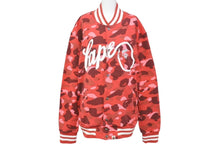 画像をギャラリービューアに読み込む, ABATHINGAPE アベイシングエイプ ファレル カモ スウェット スタジャン JAPAN製 コットン レッド ホワイト サイズL 美品 中古 4c070315